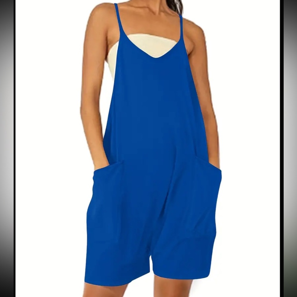 ROYAL BLUE Cami Shorts Romper NWT